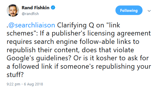 Rand Fishkin: Ist das Bitten um Links für das erneute Veröffentlichen von Links ok?