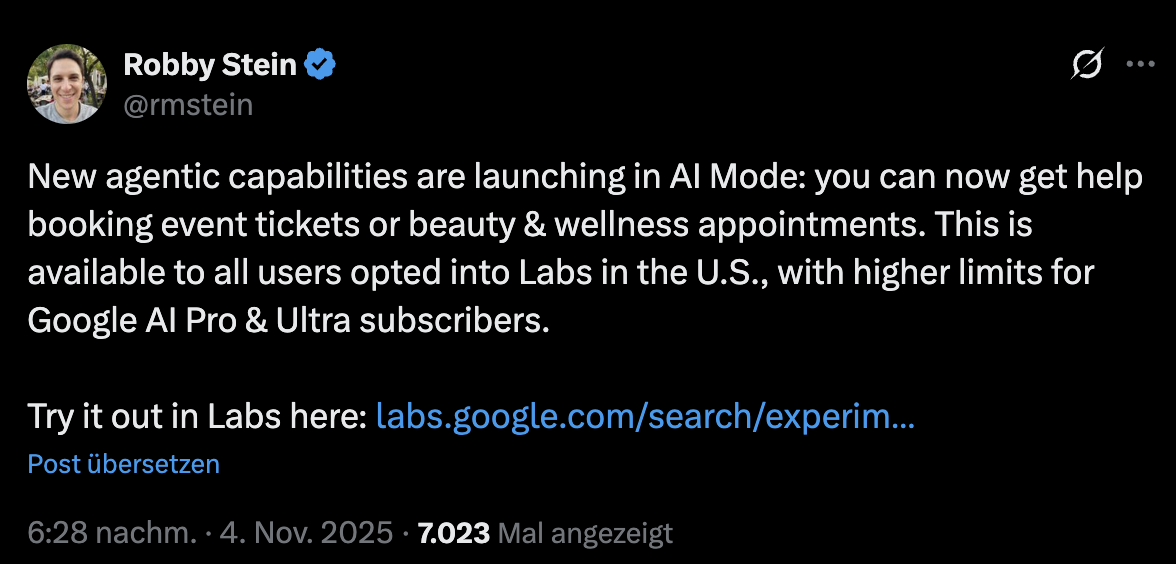 Robbie Stein von Google: neue agentische Fähigkeiten für den AI Mode