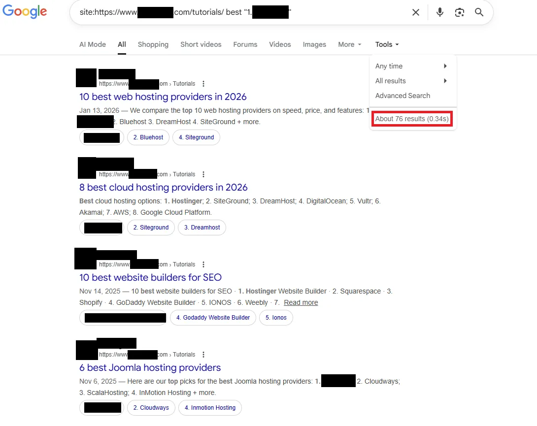Eigennützige Listicles: Beispiel