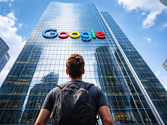 Mensch vor Google Hochhaus