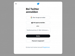 Twitter Anmelde-Dialog