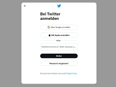 Twitter Anmelde-Dialog