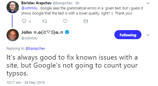 Google zählt nicht die Schreibfehler auf Webseiten