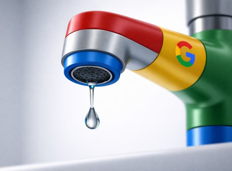 Google Wasserhahn mit nur einem Tropfen