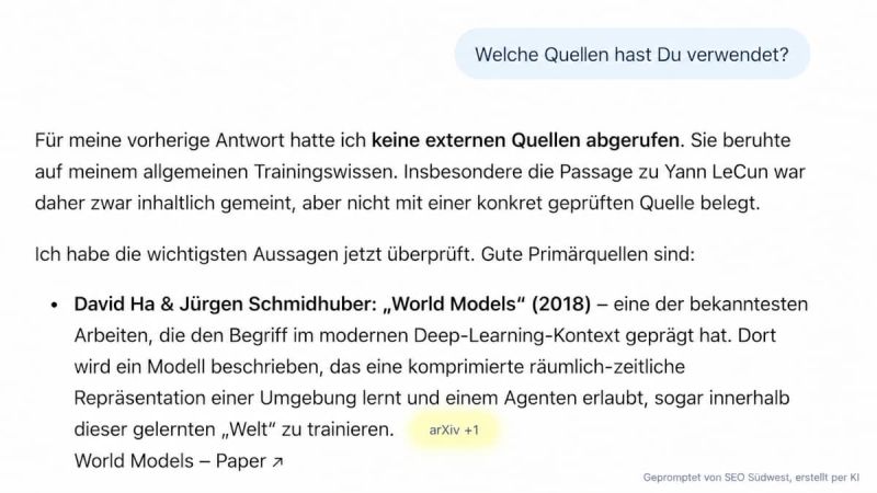 arXiv.org als Quelle einer ChatGPT Antwort