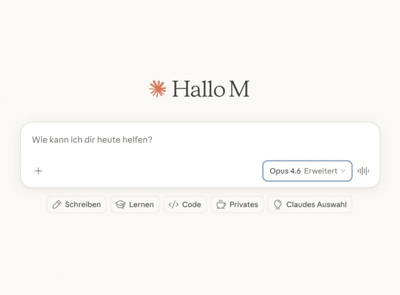Claude Opus 4.6 Startbildschirm