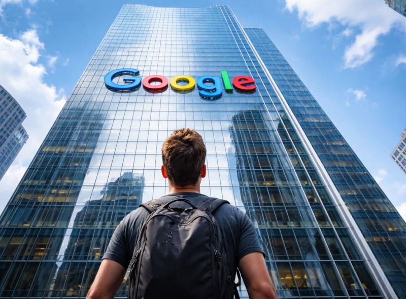 Mensch vor Google Hochhaus